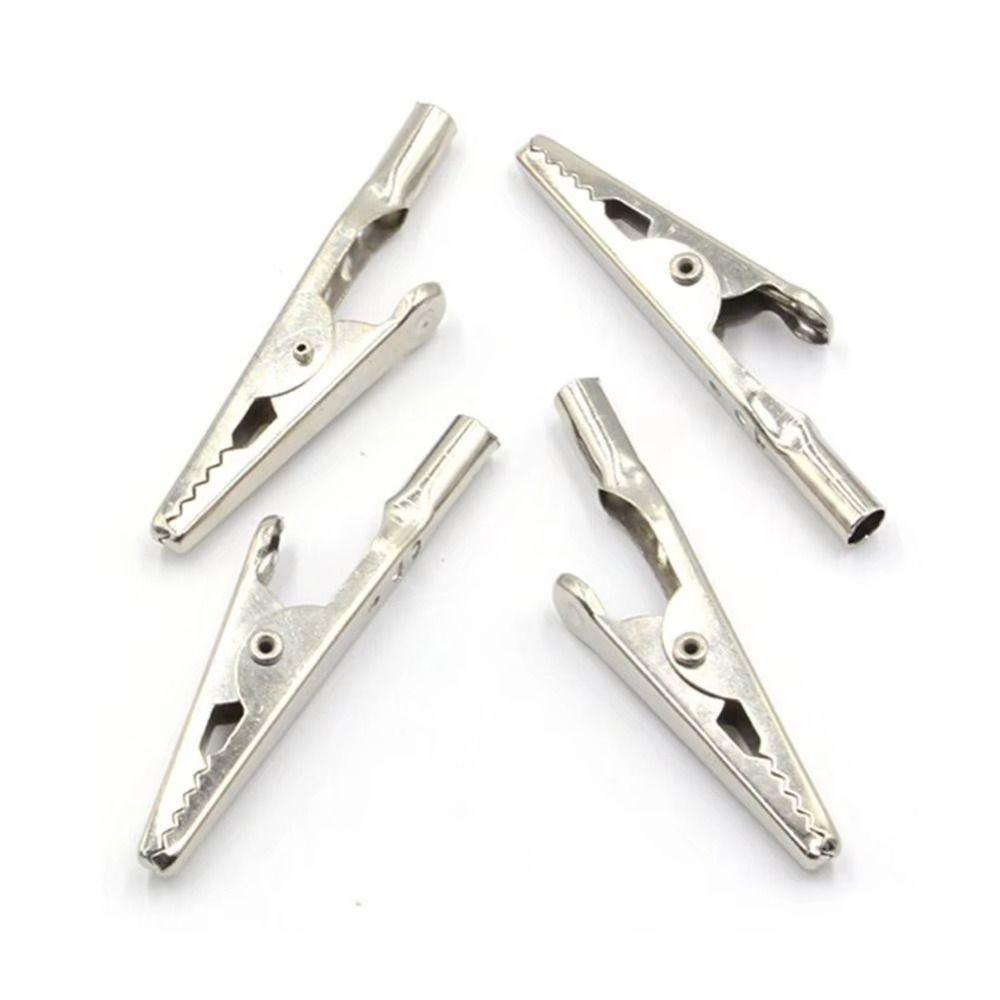 10Pcs/Set Nickel Plated Alligator Clips 51mm 10A Battery Clamps Electrical Testing
