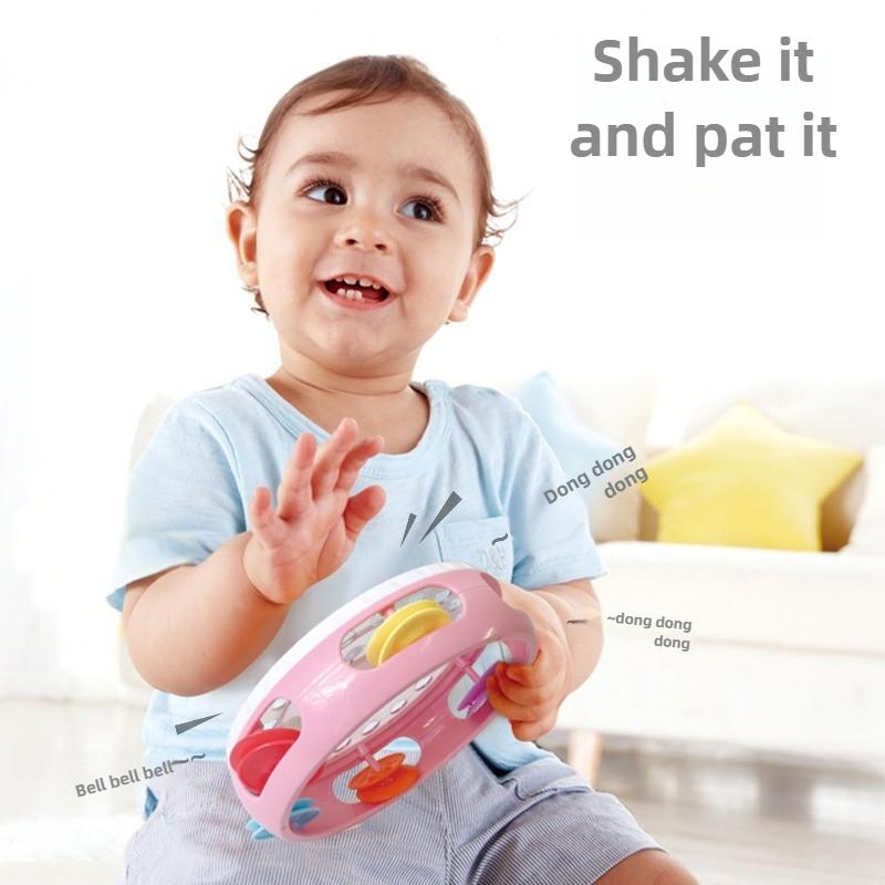 Baby Toys Hand-Held Drums, Percussion Instruments, Baby Hand-Held Tambourines Montessori Toy Interactive Hand Bell for Kid