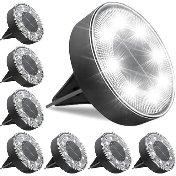 8 LED Bright Solar Ground Lights, 2024 IP68 Waterproof Garden Upgrade Outdoor Light LED Landscape Lighting for Patio Pathway Yard, Paths, Decks,
