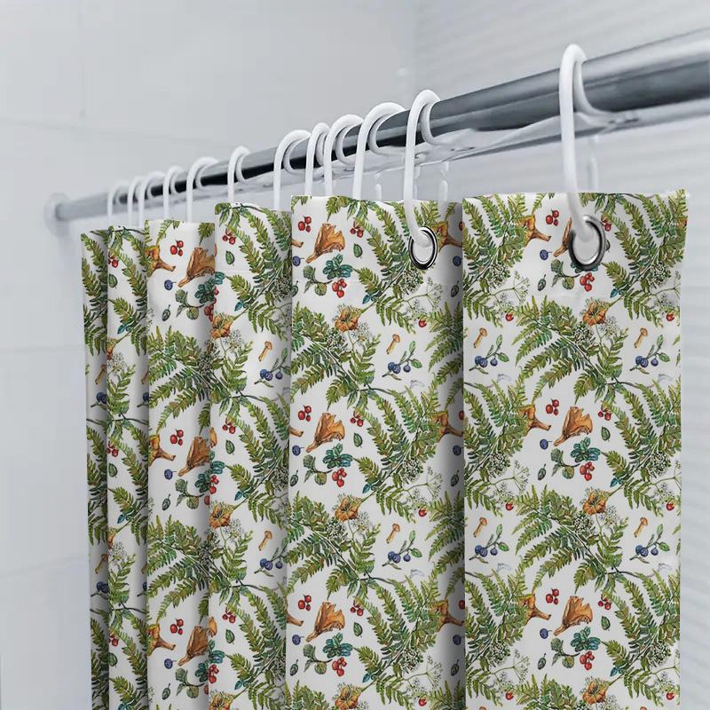 Botanical Shower Curtain Greenery Plants Leaves Pattern Fabric Backdrop For Bathroom Decor Vintage Floral Nature Theme
