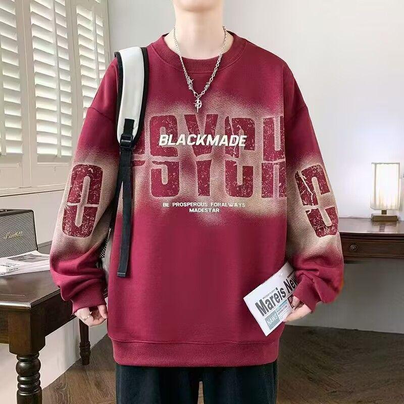 Trendy Men's Letter Print Sweatshirt: Autumn/Spring Round Neck, Long Sleeve, Casual Loose Fit.
