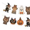 Trick or Treat Party Decor 12Pcs Vintage Halloween Wood Banner, Retro Hanging Banner Garland, Bunting Holiday Fireplace Ornaments Decorations, Spooky
