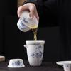 White Suet Jade Tea Set, High-end Household Kung Fu Tea Set, Cover Bowl Teapot, Complete Tea Set, Gift Box, Gift.