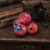 Spooky Scene Setter Props Halloween Hanging Eyeballs Decoration, 4 Pcs Scary Realistic Fake Blood Eyes in Gory Table Decorations Net Bag for