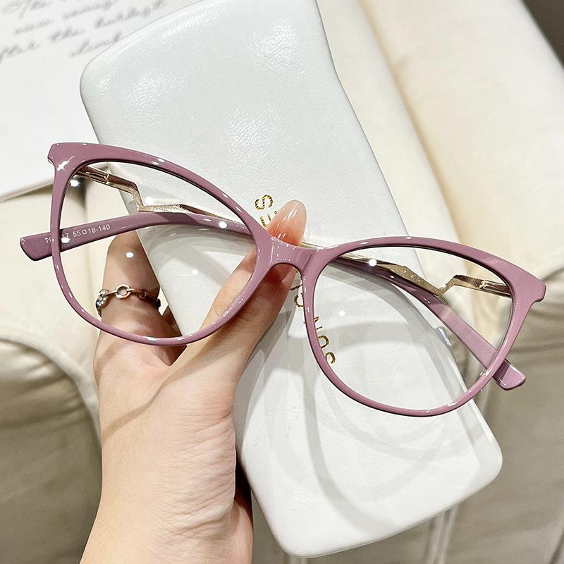 Fashion cat eye TR frame Glasses women's anti radiation and anti blue light glasses commuting office computer goggles