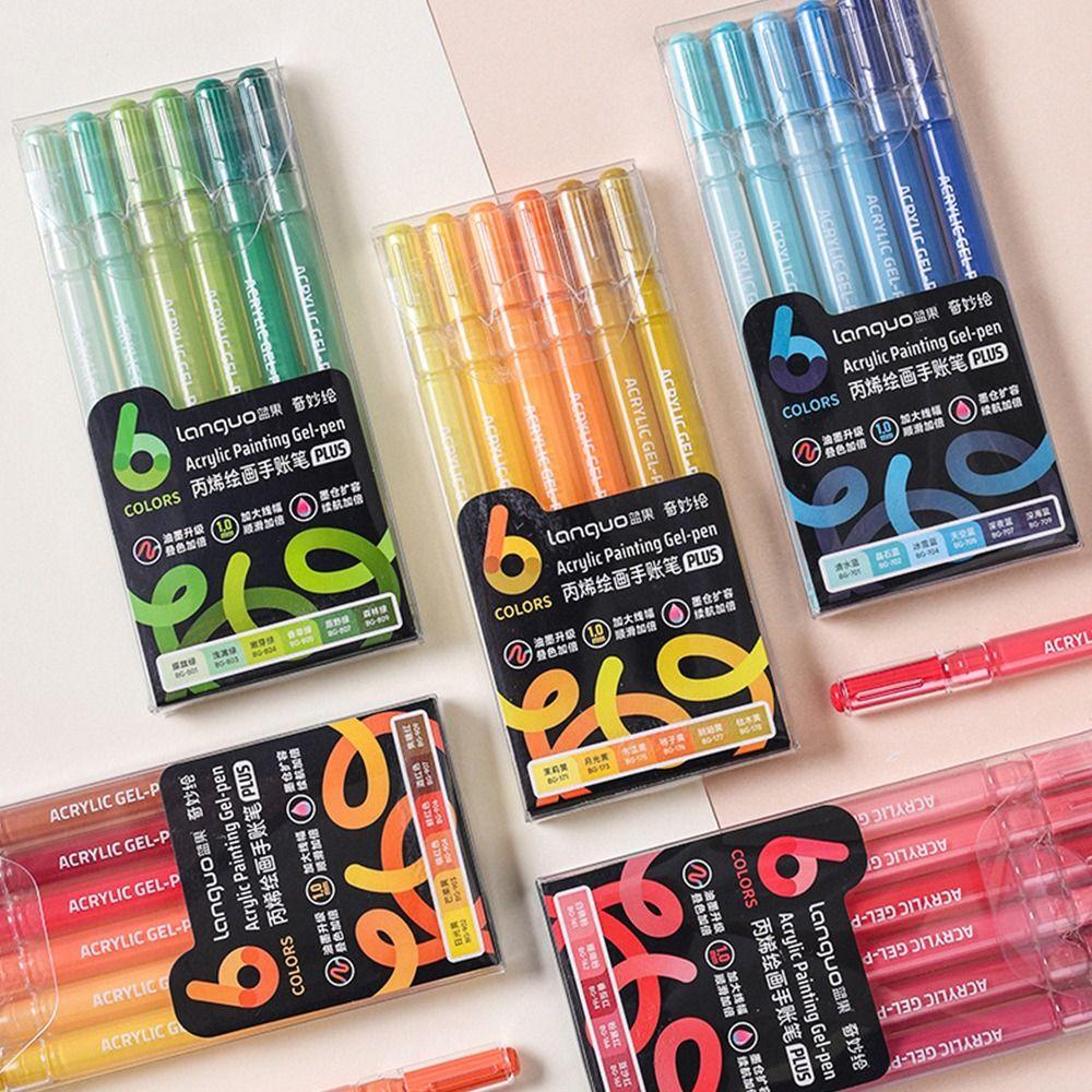 6Colors/Set DIY Album Card Acrylic Painting Brush 1.0mm Tip Color Graffiti Pen Marker Pen