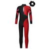 Girls Long Sleeve Stand Collar Shiny Rhinestone Contrast Color Hollow Back Dance Jumpsuit Hair Band