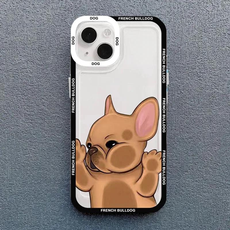 Cute Pug Dog French Bulldog Phone Case For iPhone 16 15 14 13 12 11 Pro Max XS X XR 7 8 SE Kawaii Clear Shockproof Lover Cover