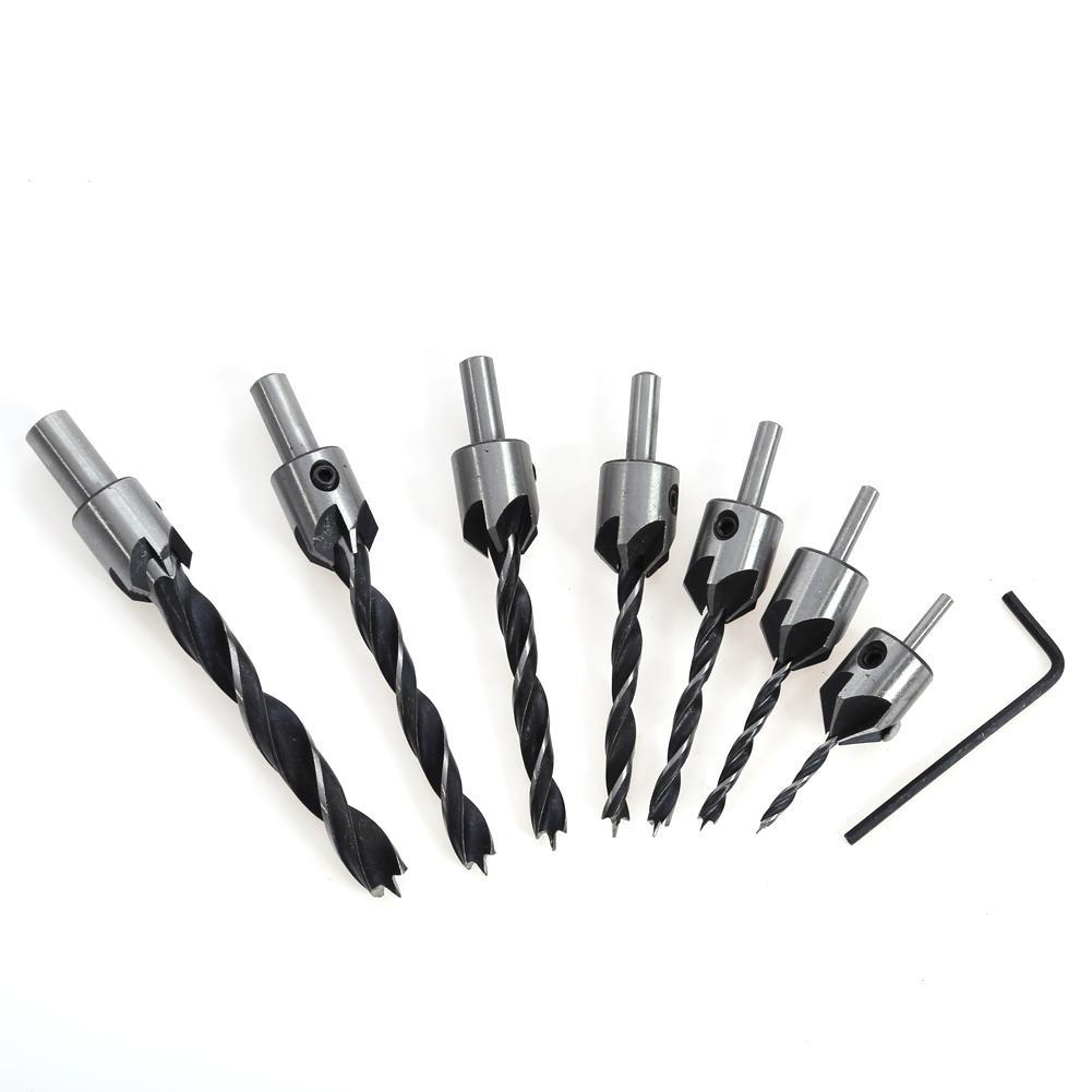 Buy 7Pcs/set 3 4 5 6 7 8 10mm Hss 5 Flute Countersink Drill Bit Set at ...