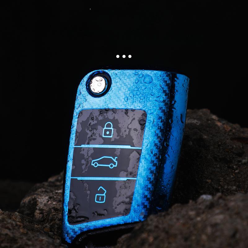 Car Key Case Cover Protector Protection Accessories TPU Carbon Fiber Car Key Case Auto for VW Golf-7 Tiguan-L POLO