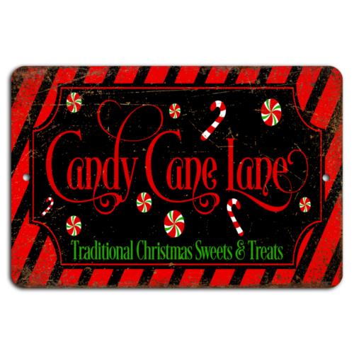 Candy Cane Lane Rustic Holiday Sweets Treats SignAluminumtin sign 20x30cm(7.8x11.8inch)