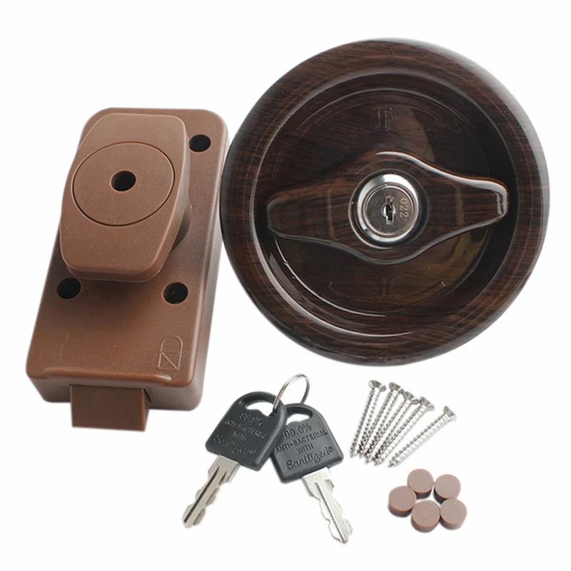 

Keyed RV/Yacht Door Lock - 24-45mm Thickness for Bathroom & Camper Van Use красно-желтовато-коричневый