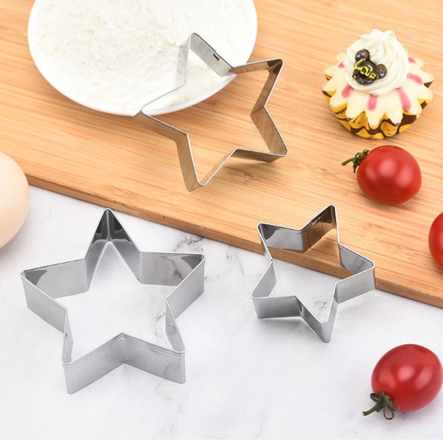 

5 шт./набор формочки для печенья в виде звезд, формы для вырезания печенья, из нержавеющей стали, кухонные инструменты для выпечки, формы для шоколада, инструменты для переворачивания торта серебряный