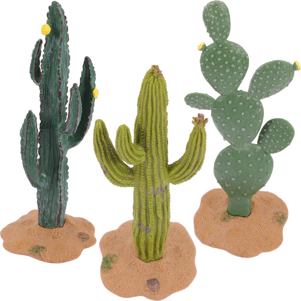 3 Pcs Simulated Cactus Decoration Tiny Mini Figurines Artificial Plants Miniature Statue Pvc Child Outdoor Ornaments