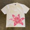 STREETRICH Vintage American Streetwear Oversized Couple Matching T-shirt Minimal Letter Floral Pattern Loose Fit Trendy Short Sleeve Tops Men Women