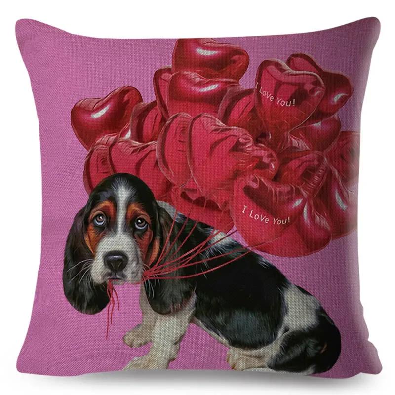 Cute Cartoon Dog Pillowcase Linen Decorative Pillowcase Office Home Sofa Decorative Cushion Cover 45*45Cm