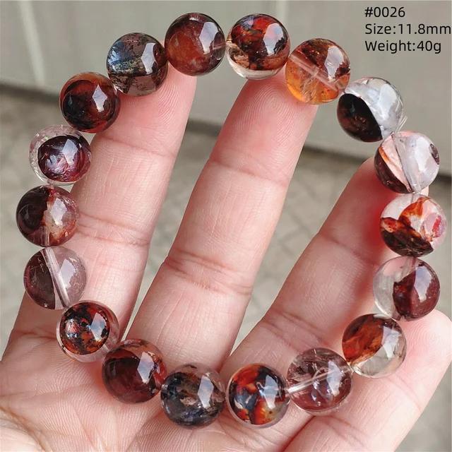 Natural Red Limonite Quartz Trendy Strand Bracelet Rare Stretch Yellow Phantom Round Beads Women Men Jewelry AAAAA