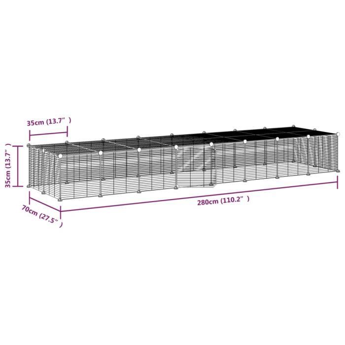 3114060 vidaXL Pet Cage 36 Panels and Door Black 35x35 Cm