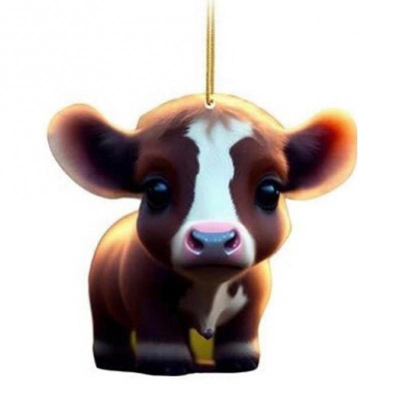 Cartoon Cow Endearing Car Ornament Acrylic Hanging Pendant For Vibrant Car Interiors