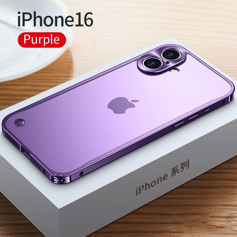 Coque de téléphone à cadre métallique Pour iPhone 17 11 12 13 14 15 16 Pro Max Alliage d'aluminium Protection Complète de l'Objectif Coque Arrière Métallique Plaqué Pour iPhone 13 mini