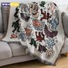 Textile City Ins Jigsaw Puzzle Throw Blanket Jacquard Weave Graffiti Home Decorative Tassels Tapestry Outdoor Camping Mat