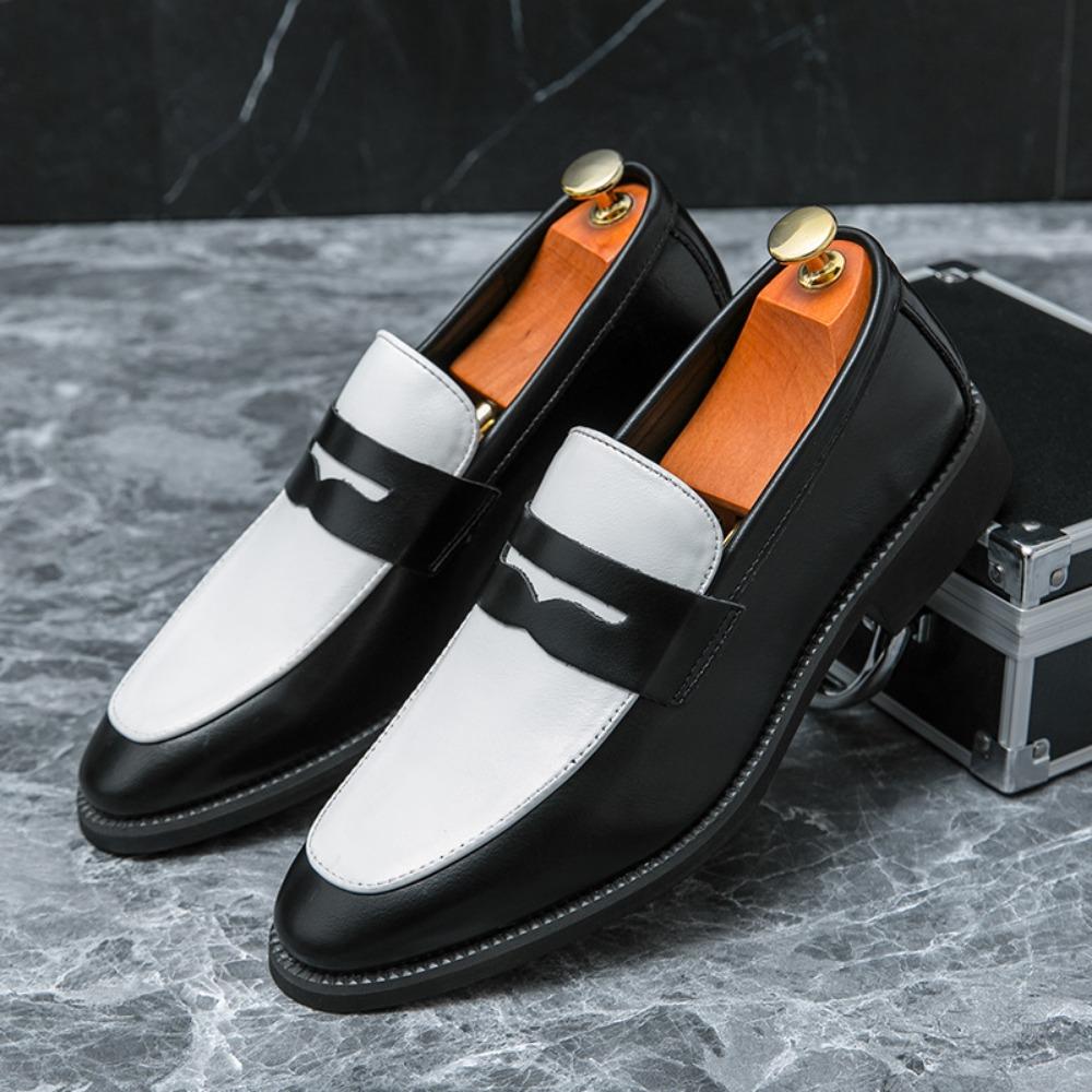 Big Size Mens Loafers Slip on Shoes Black White Casual Business Shoes