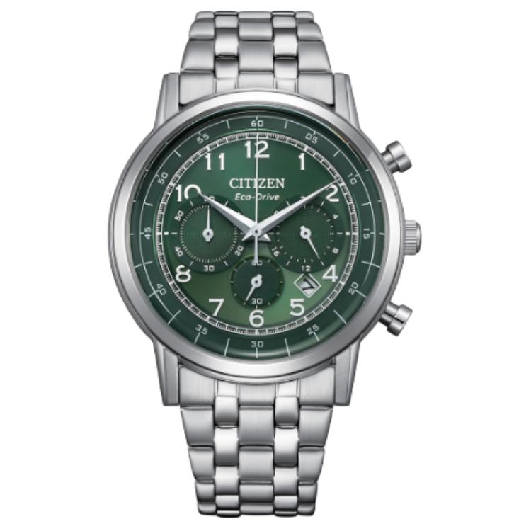 CITIZEN Eco Drive 50m Water Resistant Light Powered Quartz Movement Stainless Steel Strap Watch 42mm CA4630-53X Green Dial