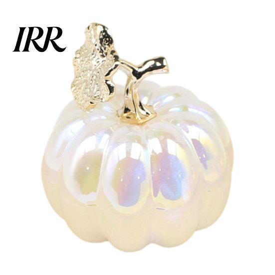 Electroplated Leaves Ornament Acrylic Simulation Pumpkin Decor, Halloween Fake Desktop Decoration for Table Car, Spooky Party Centerpiece Home Decor