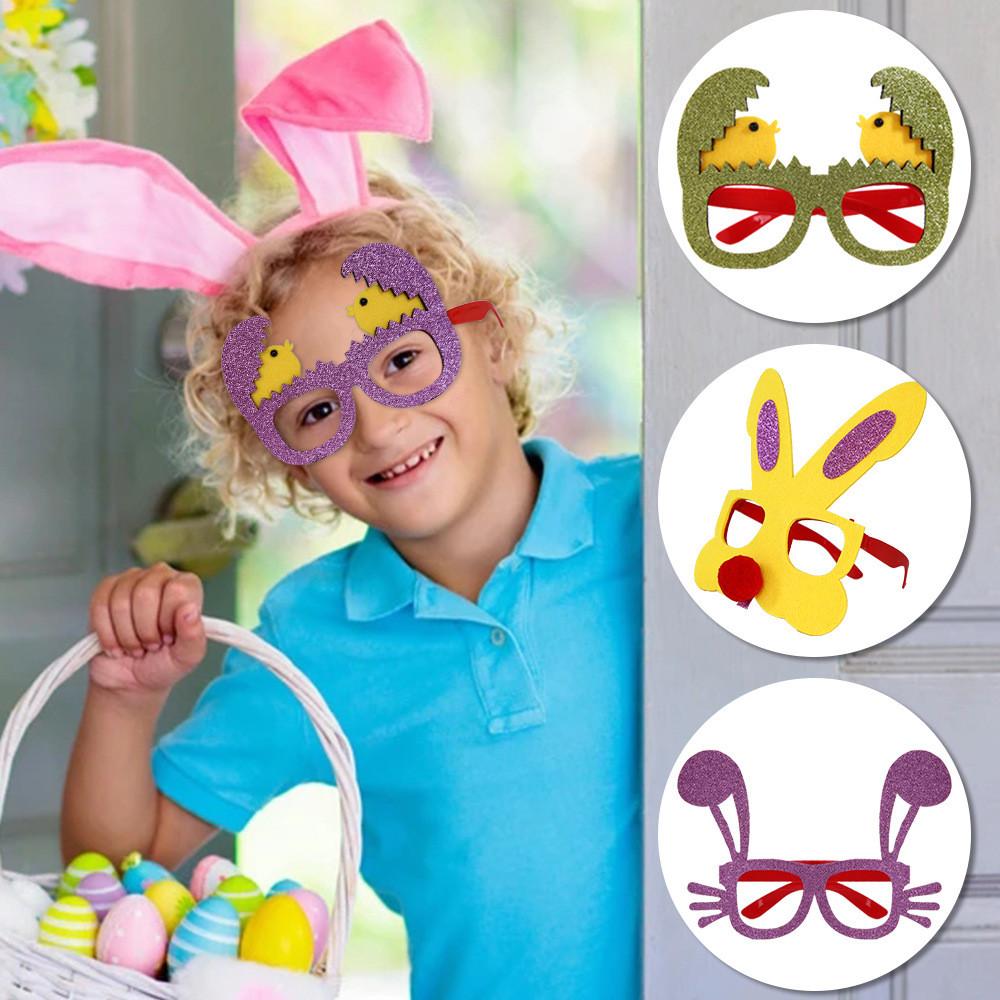 Vibrant Plastic Easter Glasses With Bunny Ears And Colorful Egg Decorations