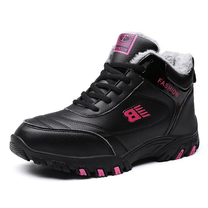 Women's Cotton Shoes Snow Boots Walking Shoes Women's Soft Sole Non-slip Leather Surface Waterproof Lightweight Casual Shoes Warm Cotton Shoes