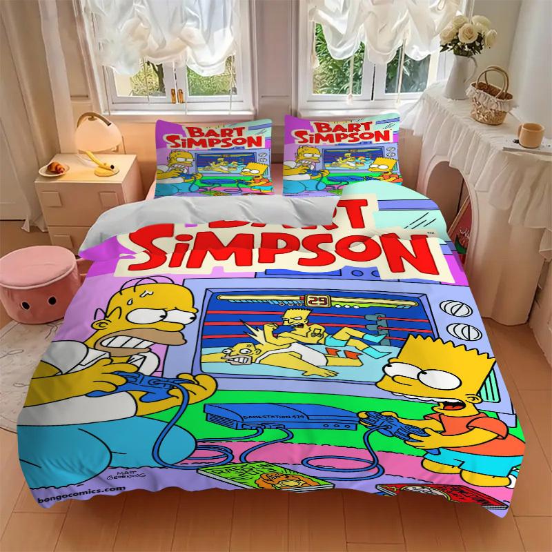 Bart Simpson Gamestation 479 Bedding Set - 3 Piece Comforter Cover Gift for Bedroom,Includes No InsertB184