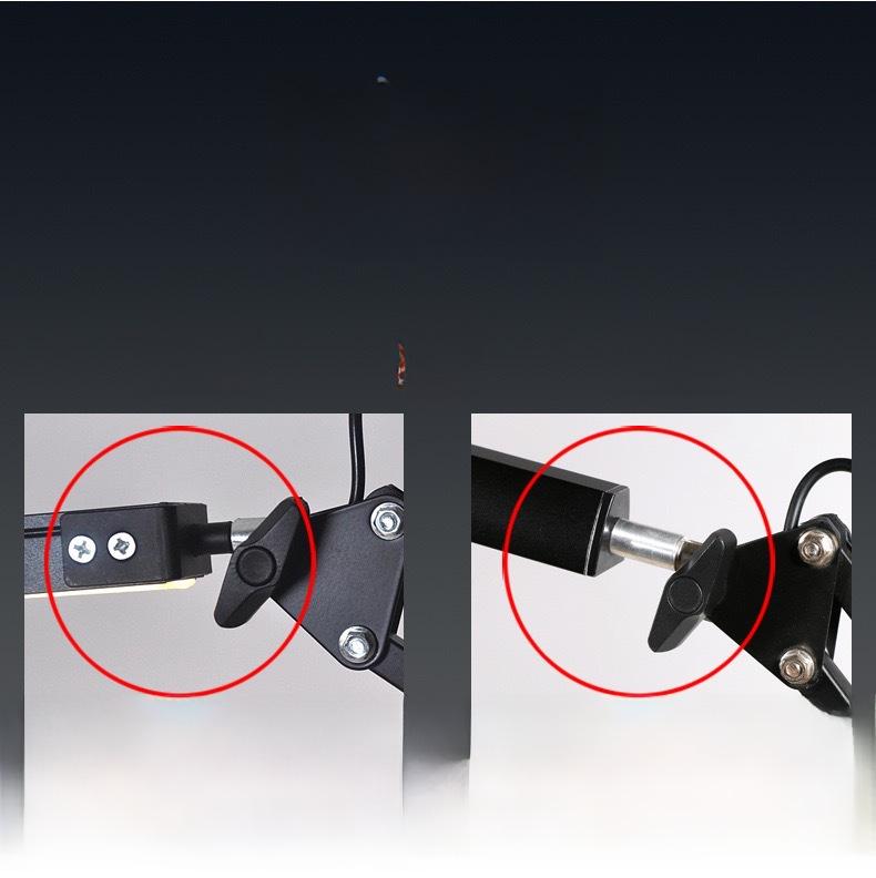 Lámpara de escritorio con protección ocular LED con USB para dormitorio, mesita de noche o lectura: diseño de clip plegable de brazo largo.