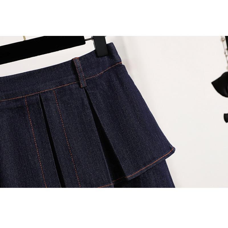 DIMANAF 2026 Plus Size Summer Denim Skirts Women Blue Fashion Jeans Lady High Waist Casual Elegant Skirt