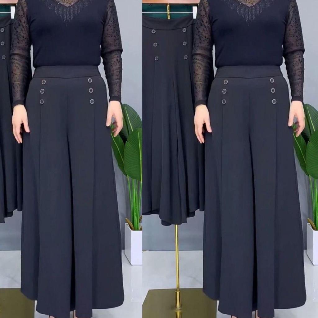 Women's High-Waist Wide-Leg Drape Pants - Summer 2025 Cropped Skirt-Style, Loose Fit, Slimming, Casual for Moms