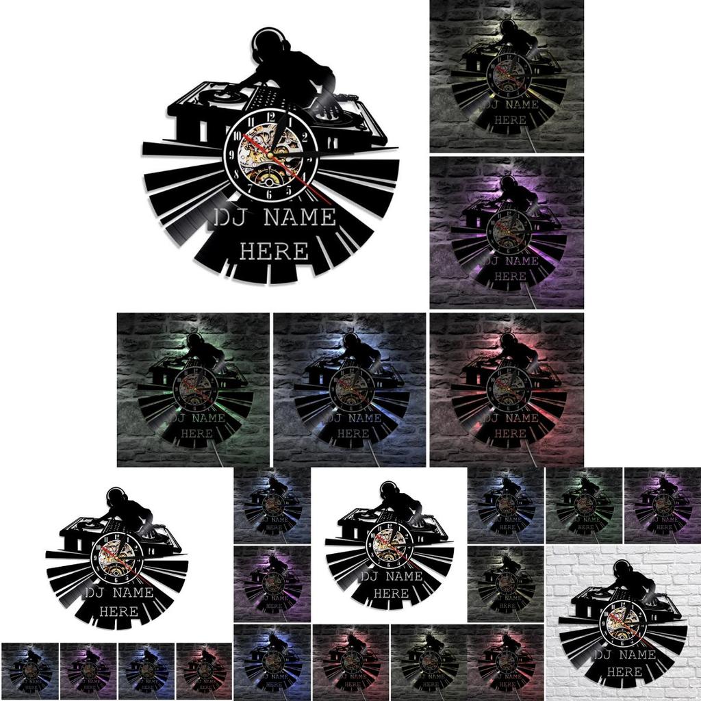 Vintage Vinyl Record Wall Clock With Led Light Backlight Handmade 3d Hollow Geometric Design