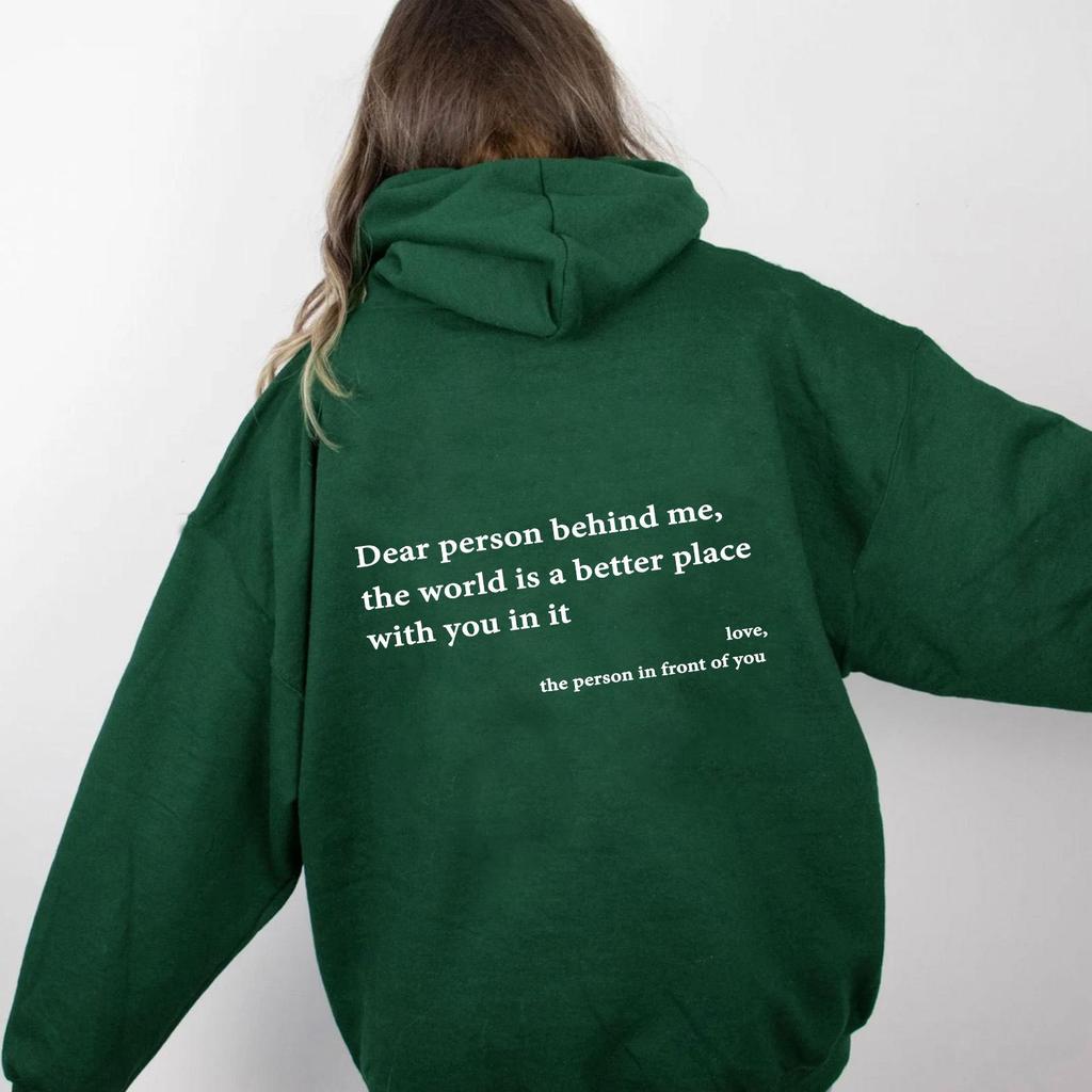 Damen Fleecegefüttertes Kapuzensweatshirt mit Buchstabenaufdruck, Unifarben, Kordelzug, Europäische Größe