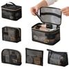 Mesh Bag Cosmetic Makeup Zipper Black Pouch Travel Toiletry Storage Tools Beauty