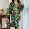Cartoon-Tierdruck Langarm-Schlafanzug Damen Frühling und Sommer Neu Haus Cardigan Hose Set Kann Getragen Werden