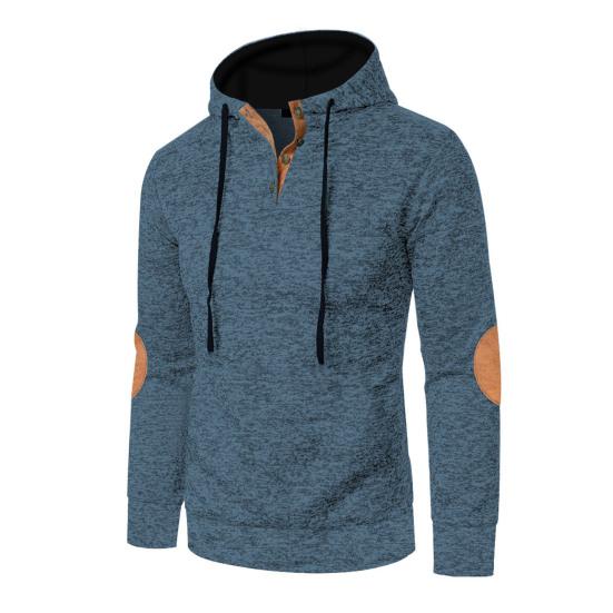 Men Fleece Lined Hoodie Warm Casual Sweatshirt with Button Hood Cozy Thickened Pullover for Autumn Winter Daily Wear Sports School Street