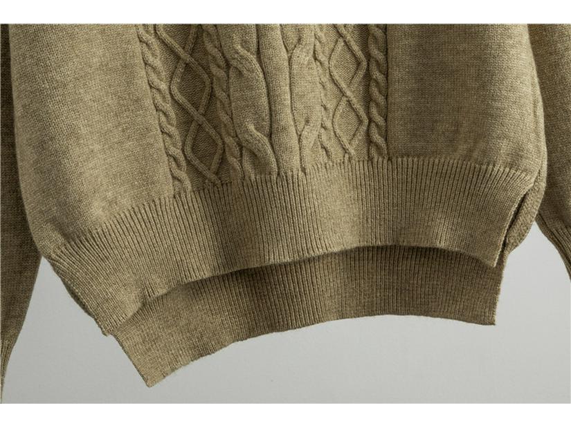 European Casual Knitwear Set - Women’s Hooded Cable Sweater & Wide-leg Pants Two-piece for Spring/Autumn