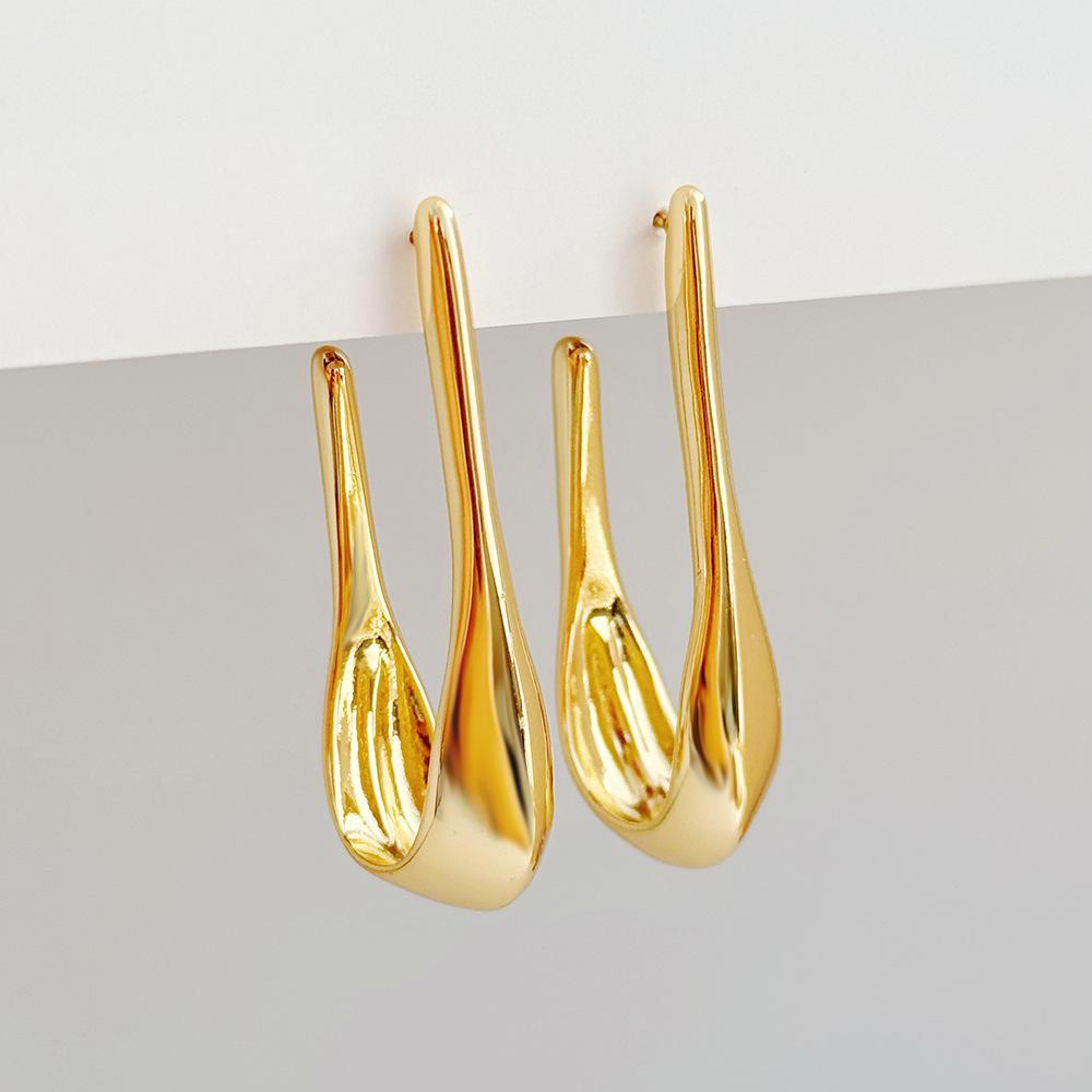18k Gold Electroplated Geometric Water Drop Earrings - European & American Fashion