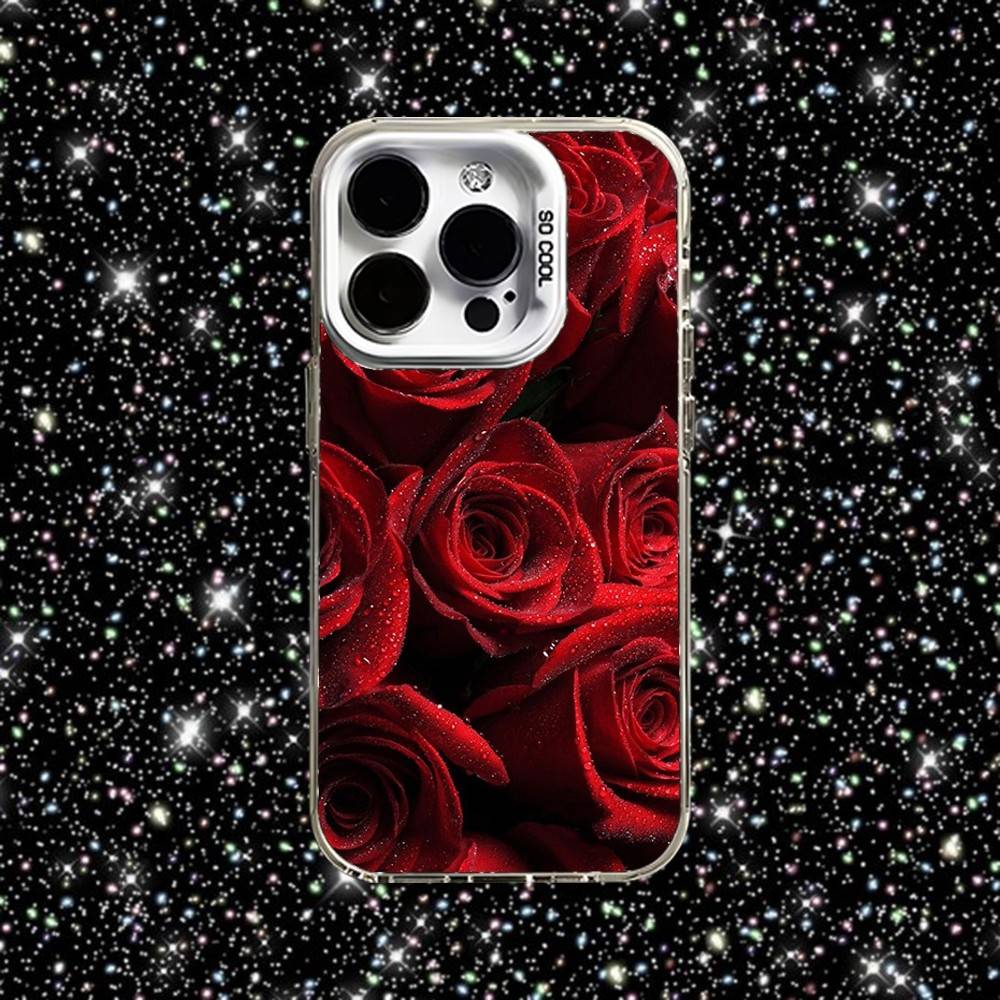 

Red Rose Flower Colorful Phone Case For iPhone 16,15,14,13,12,11,Pro,XS,Max,Plus,Mini,SE White Candy Matte Shockproof Cover iPhone16e