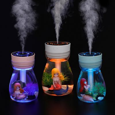 Mini Portable Air Humidifier Mermaid Landscape Usb Mist Sprayer Aroma Oil Diffuser With 7 Colors Light Household Air Purifier