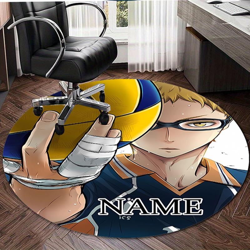 Personalized Haikyuu Round Chair Office Rug - Perfect for Mat, Office Chair & More - Ideal Gift for Birthdays and Holidays