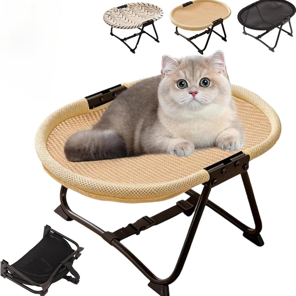 , Letto Rialzato Pieghevole Raffreddante per Gatti da Interno con Telaio Metallico Portatile Traspirante Rete Antiscivolo Culla Piattaforma Sonno per Cani Gatti