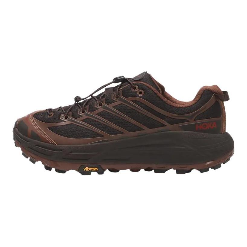 HOKA One One Mafate Three 2 Textile, Synthetic Leather Dual Density/VIBRAM Rubber/ Running Shoes Unisex Black Brown 1141572-CTRN