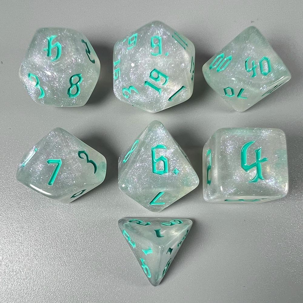 7Pcs/Set 7-Die Polyhedral Dice Acrylic Game Dice New DND Dice  For TRPG DND