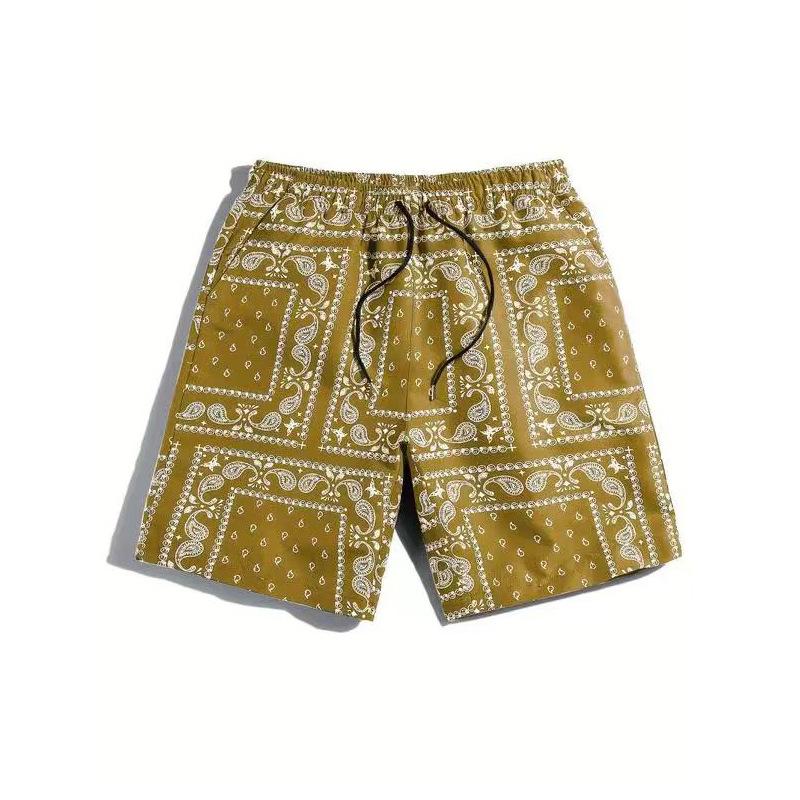 Men's Casual Beach Shorts Breathable Vintage Personality Printed Shorts Hip Hop High Street Streetwear