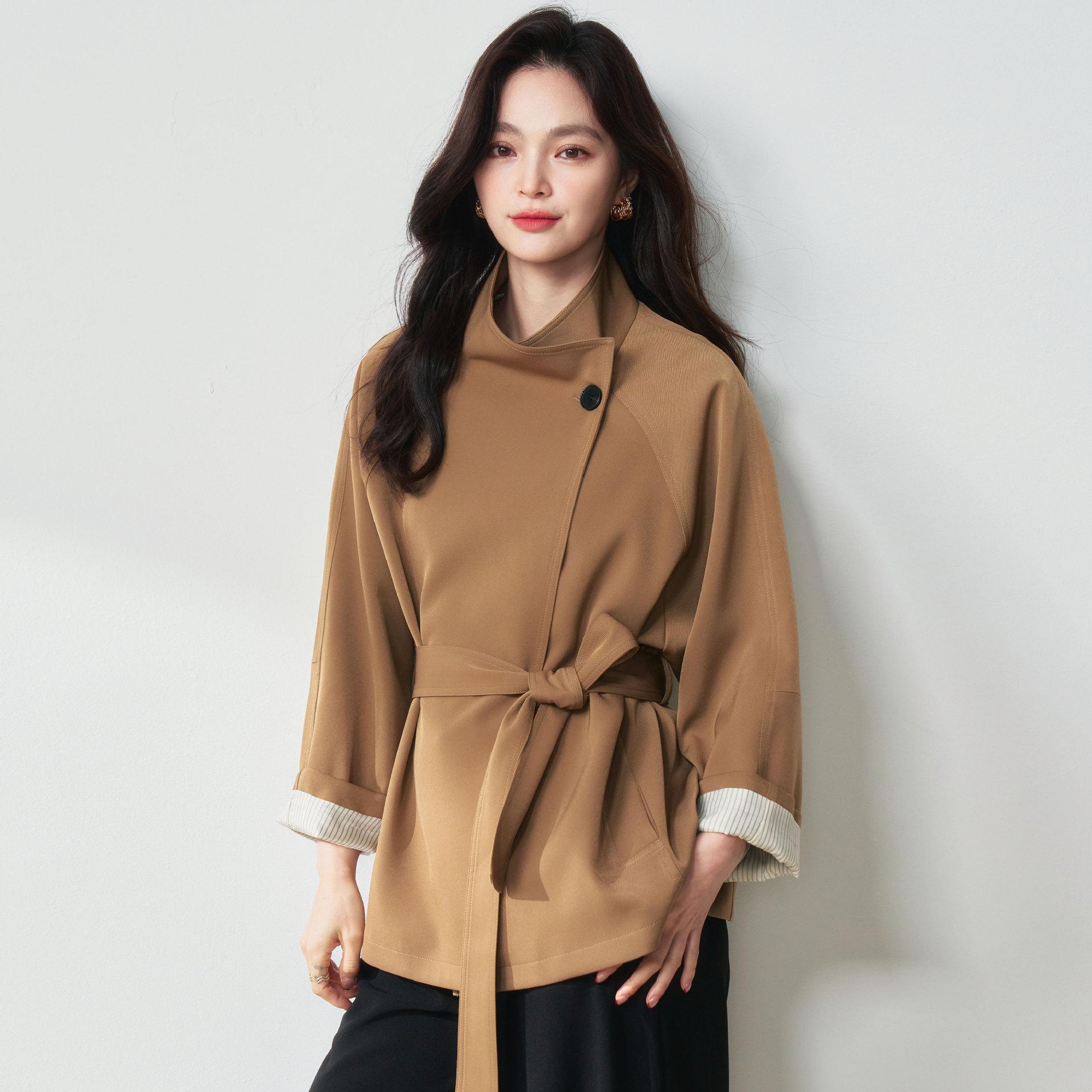 

Осеннее простое пальто-тренч в стиле ROW со стоячим воротником и застежкой на одну пуговицу, темпераментное, универсальное по дизайну, куртка 073 L хаки