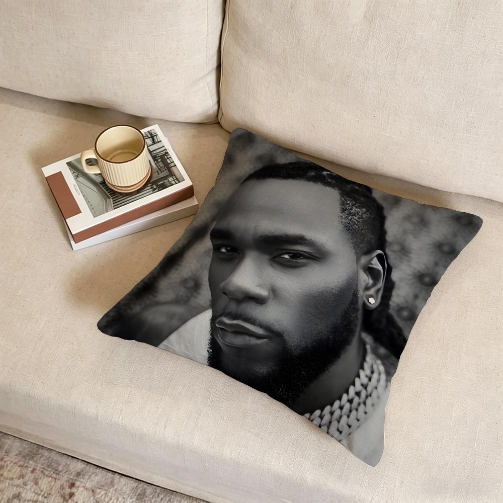 B-Burna Boy Cushion Cover Fabric Soft Furnishing,Pillowcase, Cushion Cover, Sofa Pillow, Home Decoration